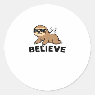Cool Vliegende Luiaard Geloof Grappig Motiverend O Ronde Sticker