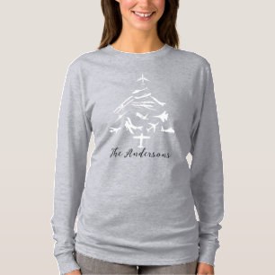 Cool vliegtuig kerstboom, luchtvaart, gepersonalis t-shirt