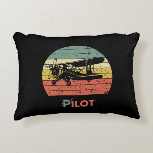Cool Vliegtuig & zonsondergang,  Retro stijl Eenvo Accent Kussen
