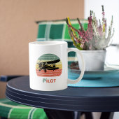 Cool Vliegtuig & zonsondergang,  Retro stijl Eenvo Mok