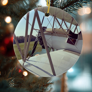 Cool Vliegtuigfoto, Vrolijk Kerstfeest, Personalis Keramisch Ornament