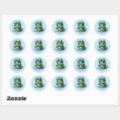 Cool voeg naam surfen zee schildpad ronde sticker (Vel)