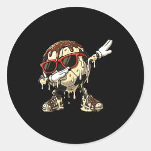 Cool Voetbal Ijsje Dab Dans Grappig Smeltende Spor Ronde Sticker