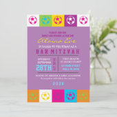 COOL VOETBAL Neon Bar Bat Mitzvah Uitnodiging (Staand voorkant)