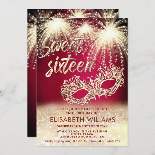 Cool vuurwerk Masquerade charmante glitterige ombr Kaart (Voorkant / Achterkant)