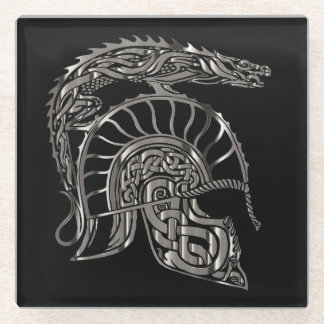 Cool Warrior Metallic Drakenhelm Glazen Onderzetter