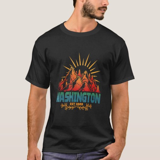 Cool Washington EST 1889 State Design T-shirt (Voorkant)