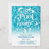 Cool water pool party script swirls blauwgroen Swe Kaart (Voorkant)