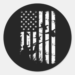 Cool Waterfowl Amerikaanse  USA Flag Fazant Ronde Sticker