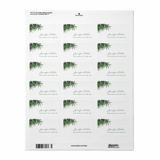 Cool Waterverf Bamboe laat Sjabloon script tekst Etiket (Full Sheet)