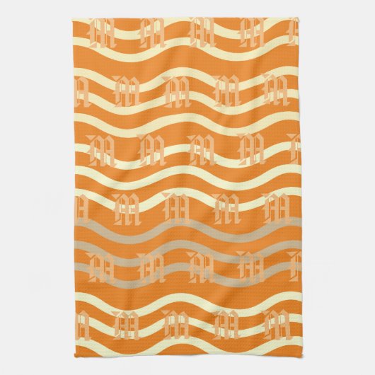 Cool Wave Monogram Patroon Handdoek (Verticaal)