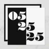 Cool Wedding Date Typografie Blok Zwart-wit Save The Date (Voorkant / Achterkant)