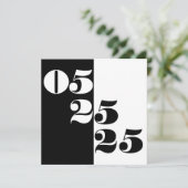 Cool Wedding Date Typografie Blok Zwart-wit Save The Date (Staand voorkant)