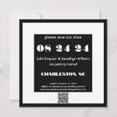 Cool Wedding Date Typografie Blok Zwart-wit Save The Date (Achterkant)