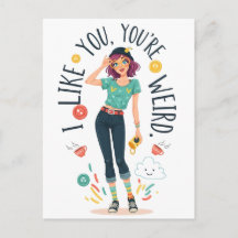 Cool Weird Meisje Illustratie Ik Hou Van Jou Eigen