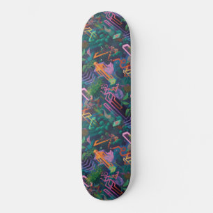 Cool Weird Surreal Lijnen Vormen Jungle Patroon Skateboard