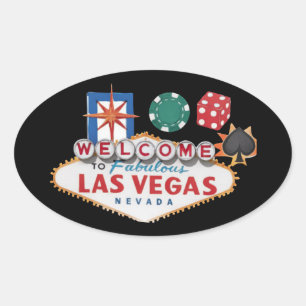 Cool welkom Vegas woord kunst gokken Ovale Sticker