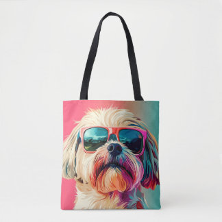 Cool West Highland White Terrier dog with sunglass Draagtas
