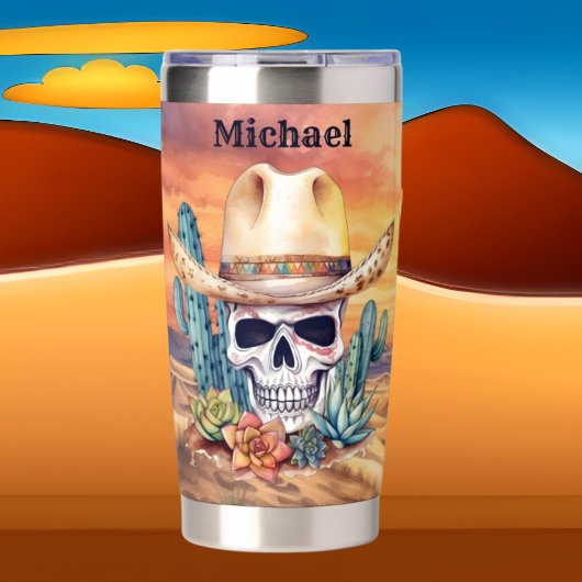 Cool Western Skull naam toevoegen Geïsoleerde Drinkbeker