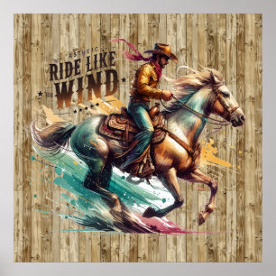 Cool Westerne cowboy paardrijden Poster