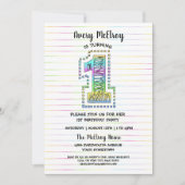 Cool Whimsical Fun 1st Birthday Party Invitation Kaart (Voorkant)