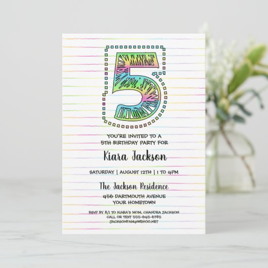 Cool Whimsical Fun 5e Anniversaire Fête Invitation (Debout devant)