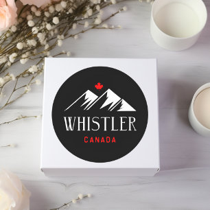 Cool Whistler Canada Mountains esdoornblad donker Ronde Sticker
