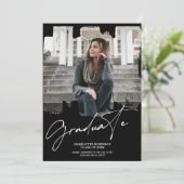 Cool white Black afstuderen afstuderen scriptfoto Kaart (Staand voorkant)