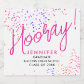 Cool White Confetti Afstuderen Party Sparkling Wijnetiket (Enkel label)