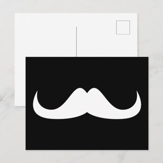 Cool White Handlebar snor op Black Briefkaart (Voorkant / Achterkant)