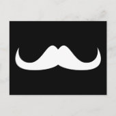 Cool White Handlebar snor op Black Briefkaart (Voorkant)