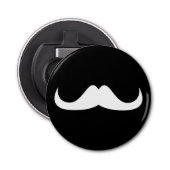 Cool White Handlebar snor op Black Button Flesopener (Voorkant)