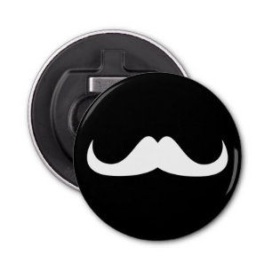 Cool White Handlebar snor op Black Button Flesopener
