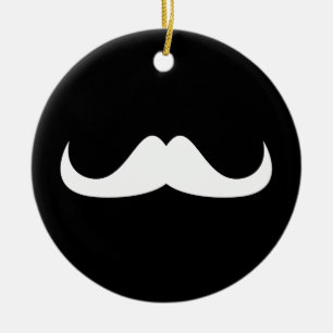 Cool White Handlebar snor op Black Keramisch Ornament