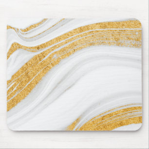 Cool White marble Gold Glitter Muismat