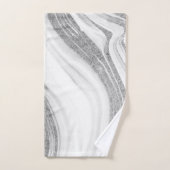 Cool White marble Stone Silver Glitter Bad Handdoek (Handdoek)