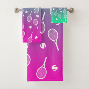 Cool White Retro Tennis Racquets Patroonverloop Bad Handdoek