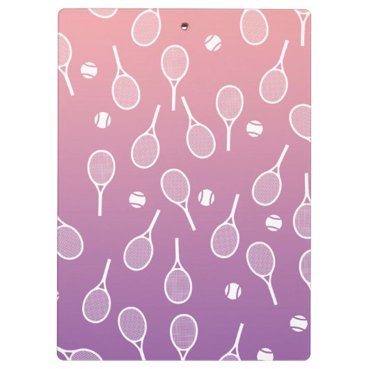 Cool White Retro Tennis Racquets Patroonverloop Klembord (Achterkant)