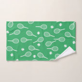 Cool White Retro Tennis Racquets Pattern Green Bad Handdoek (Handdoek)