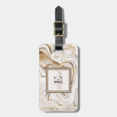 Cool White Stone Marble Texture, Monogram Bagagelabel (Voorkant verticaal)