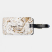 Cool White Stone Marble Texture, Monogram Bagagelabel (Achterkant horizontaal)