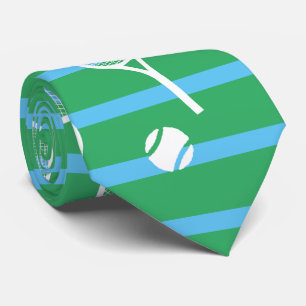 Cool White Tennis Racquets Pattern Stripes Green Stropdas