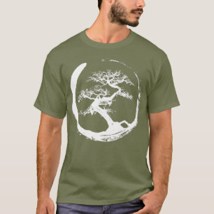 Cool White Zen Bonsai Tree in Enso Cirkel T-shirt