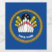 COOL! Wijnfles Etiket -Bowling- Bowler- Voeg Naam (Enkel label)