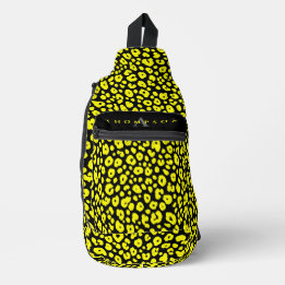 Cool Wilde Zwarte En Gele Stijlvolle Jachtluipaard Sling Bag