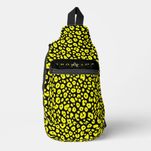 Cool Wilde Zwarte En Gele Stijlvolle Jachtluipaard Sling Bag
