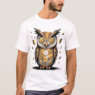 Cool Wise Owl met Bitcoin crypto-ogen T-shirt
