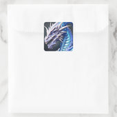 Cool Wit en Blauw Dragon Ai Art Vierkante Sticker (Tas)