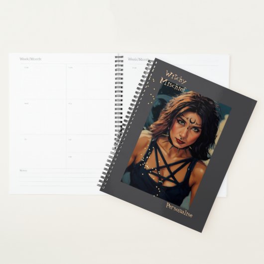 Cool Witchen Mischief Citation Girly Grey Journal (Devant avec enveloppe)