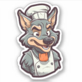 Cool Wolf Chef Schattig Diergrafisch Sticker (Voorkant)